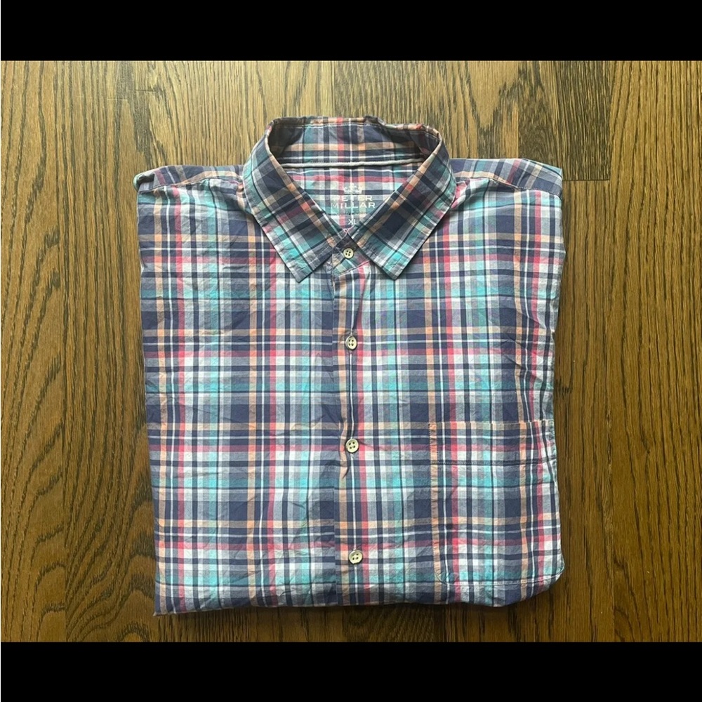 Peter Millar Mens Shirts Size X-Large XL Long Sleeve Button Down Casual Plaid